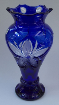 Vase Blume Überfang kobaltblau 1354