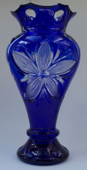 Vase Blume Überfang kobaltblau 1354