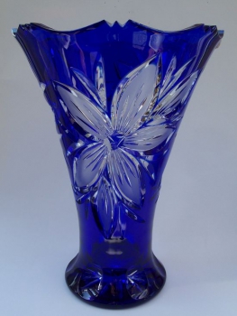 Vase Blume Überfang kobaltblau 1015/33 cm