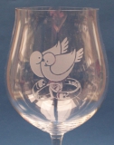 Burgunderglas Taubenpaar mit Ringen